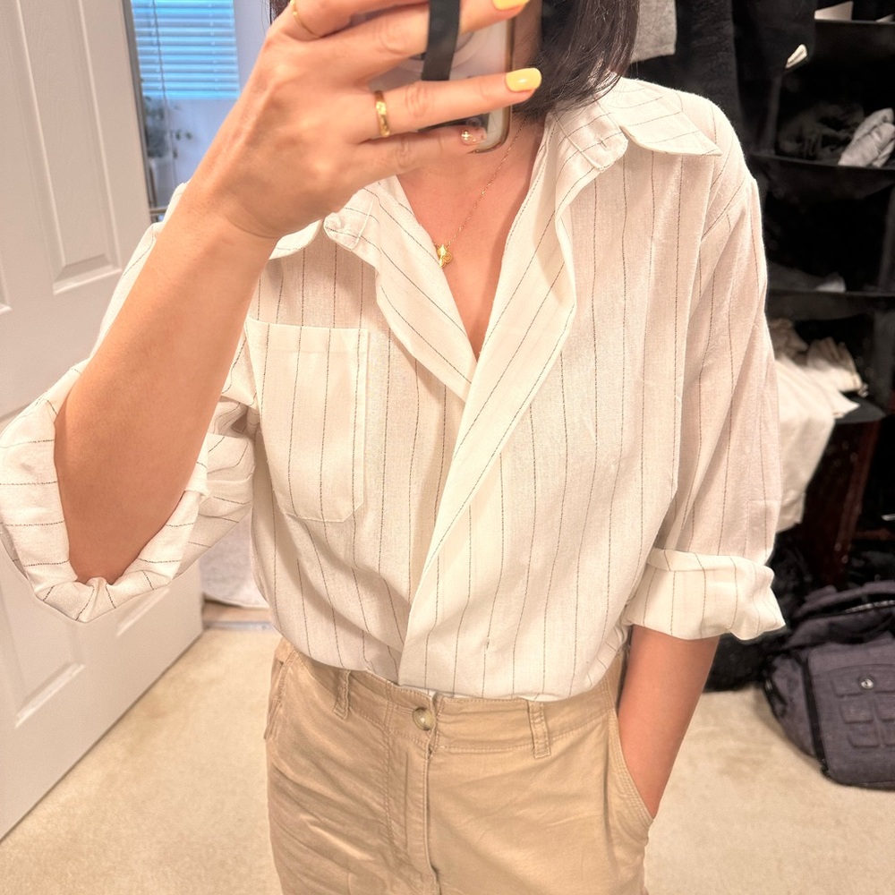 Ivory striped shirt sz Large